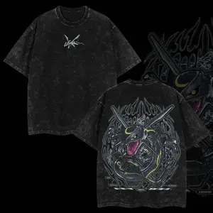 "Rayquaza" Vintage Unisex Oversize Anime Manga Acid Washed Heavyweight Cotton T-shirt, graphic tee,anime lover , outfits men Clothes Menswear XUG