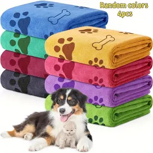 Quick-Dry Pet Towels Set of 4, Soft Absorbent Polyester Fiber, Limited Stock Season, All-Season Premium Selection