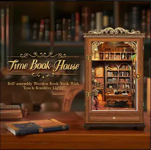 Black Friday Christmas Gift Book Corner Kit, DIY Miniature Dollhouse Book Corner Kit - Time Book House,3D Puzzle Bookend Shelf Insert Decoration, DIY Small House Three-Dimensional Book Stand Handmade Model, Used for Bookshelf Insert Decoration Crafts
