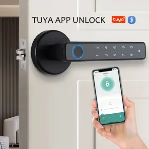 Tuya Smart Fingerprint Door Lock Knob Bluetooth Wireless Digital Door Lock Keyless Entry Door Lock Home Security Remote Lock