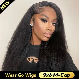OQ HAIR Kinky Straight Pre Max 9x6 HD Lace Front Wear Go Glueless Wigs Bleached Tiny Knots No Glue Needed Beginner Friendly