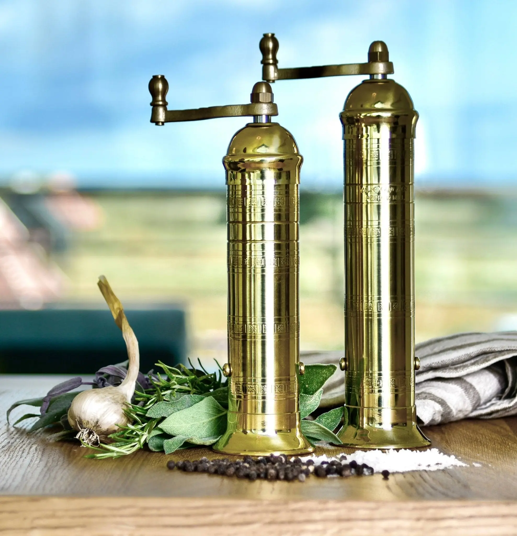 Rune-Jakobsen Design | The original 'Brass Mill' - 8" salt grinder