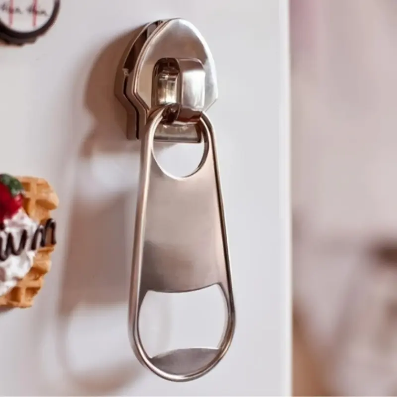 PrimPick 1pc, metal bottle opener, Side Bottle Opener, magnetic zipper bottle opener for beer, wine and juice, perfect for bars, pubs, clubs, restaurants and home use, summer beverage accessories and kitchenware