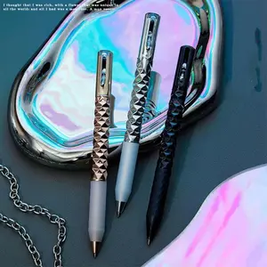 Geometric Gel Pens Set, Rollerball Pen Set, 3-Pack Stress Relief Pens, 0.5mm Quick-Dry Ink, Perfect Gift for Halloween & Christmas, Office Stationery Supplies