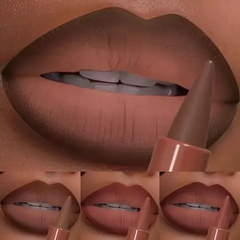 Matte Soft Focus Lipstick Set Waterproof Transferproof Stay All Day Makeup Chocolate Brown Lip Plumping No Drying Buildable Lip Crayon SummerVibes Cosmetic