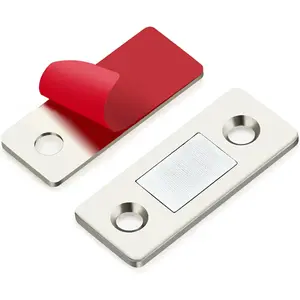 Stainless Steel 12 Pack Ultra Thin Cabinet Door Catch Magnets for Kitchen, Cupboard, and Wardrobe - Adhesive Magnet for Drawer Latches