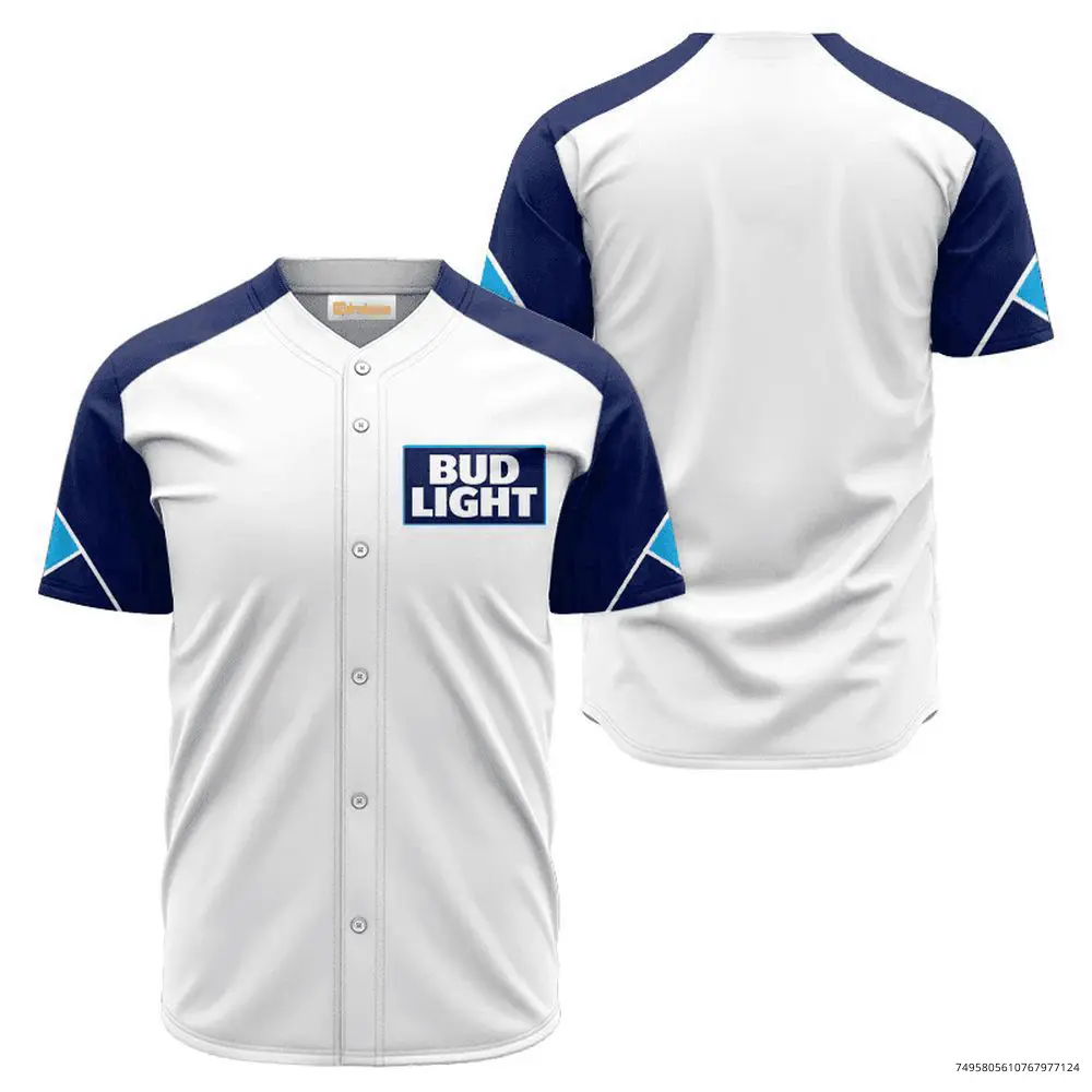 Bud Light White And Blue Jersey Shirt For Men Dad Friend, Trendy Gift