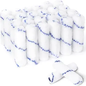 24pcs 4 Inch Microfiber Paint Roller Covers, 1/3" Nap Mini Roller Refills, Lint-Free Small Paint Roller for Painting Walls, Cabinets, Doors, Furniture, Wood, Trim, All Paints and Stains