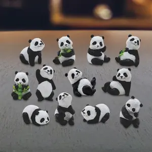 12-PC Cute Panda 2.25"H Mini Panda Figurine Set