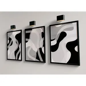 [Sale off up to 50%] [No frame, Free Ship] Set of 3 Wall Prints, Modern, Black, Grey and White Wall Prints, Wall Decor, Abstract Prints, Black Wall Poster