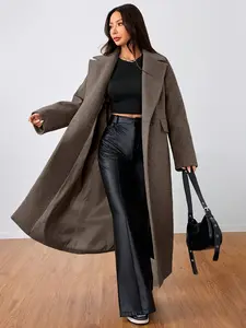 Women's Solid Color Casual Windbreaker Coat, Long-Sleeve Loose-Fitting Design, Perfect for Commuting, Shopping and Outdoor Activities