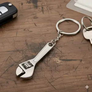 Industrial Wrench Keychain, Heavy-Duty Metal Keyring, Mechanic Tool Holder, Automotive Repair Accessory, Vintage Mechanical Key Fob, Toolbox Gift Keyring, Craftsman Hardware Keychain, Retro Auto-themed Gift