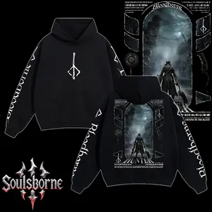 [Soulsborne Style] Vintage The Hunter – Bloodborne Unisex Hoodie, Soulsborne Gaming Apparel, Game Shirt, Video Game Clothes, Boy Merch, Gift For Him, Gift For Her, Soulslike Streetwear