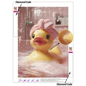5D DIY Diamond Painting Kit - Relaxing Rubber Duck In Bathtub, Fun Bathroom Wall Art, Sparkling Diamond Painting Tools Kit For Home Decor & Gift Diamond Painting Diamond Art