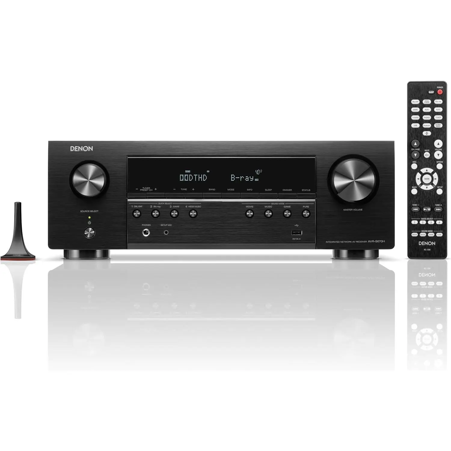 Denon AVR-S670H 5.2 Ch Home Theater Receiver, 8K UHD HDMI Receiver (75W x 5), Streaming via Built-in HEOS Bluetooth & Wi-Fi, Dolby TrueHD, Dolby Pro Logic II DTS HD Surround Sound System for TV