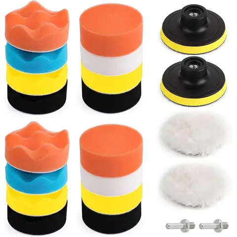 22 Pcs Polishing Pads Kit,3 Inch Sponge Buffing Pads, Polishing Wheel for Drill,Buffer for Car Detailing,Car Buffer Polisher Kit Drill Buffing Kit for Car Polishing, Waxing, Sealing Glaze