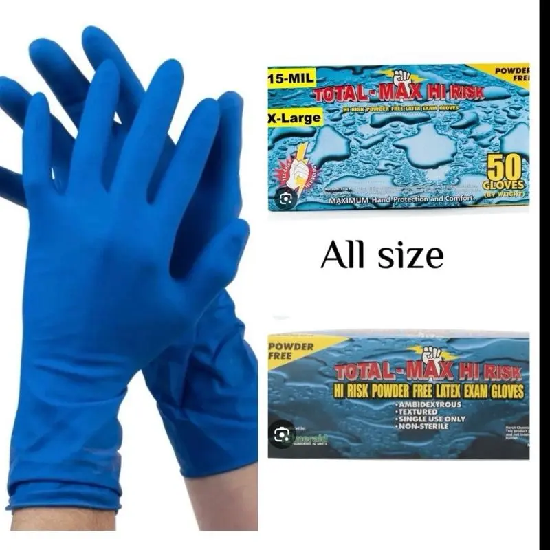 Emerald Total MAX 4600 Heavy-Duty 15 Mil High-Risk Latex Disposable Cleaning Gloves - 1 Box (50 Gloves) for Cleaning Tasks, High-Resistance, Protective, Thicker, Rugged Home Care Supplies, High-Resistance Cleaning Gloves