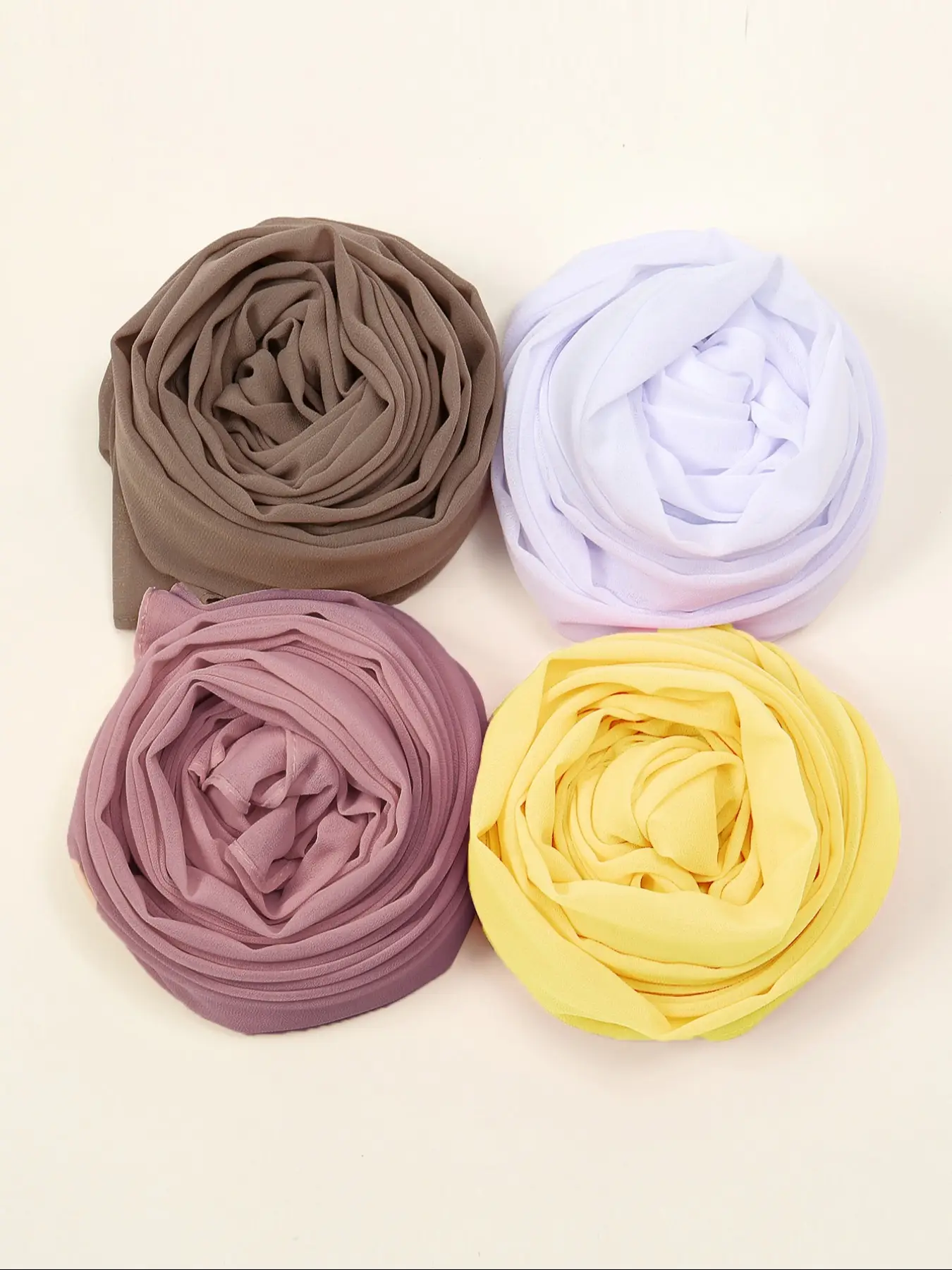 Elegant Breathable Chiffon Hijabs, 4-Piece Set, Perfect for Daily Wear & Beach Vacations, Sun Protection Headscarves