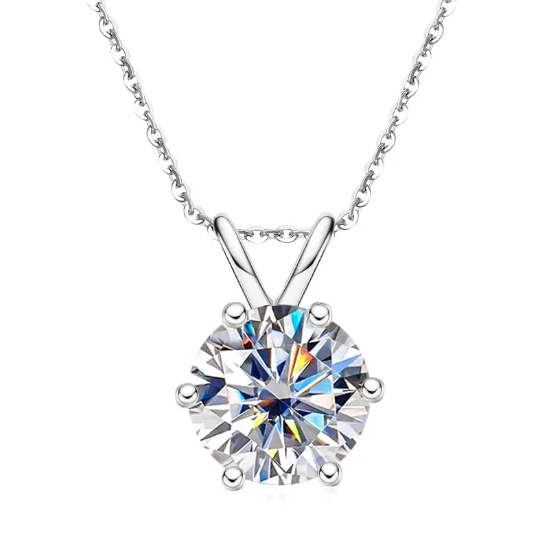 Women's Elegant S925 Sterling Silver Moissanite Solitaire Pendant Necklace, 6-Prong Setting with VVS1 D Color Stone, Female Gift for Anniversary, Birthday, Gold-Tone, Precision Electroplating, Anniversary Gift, Mother's Day, 925 Charms & Pendants, Women's