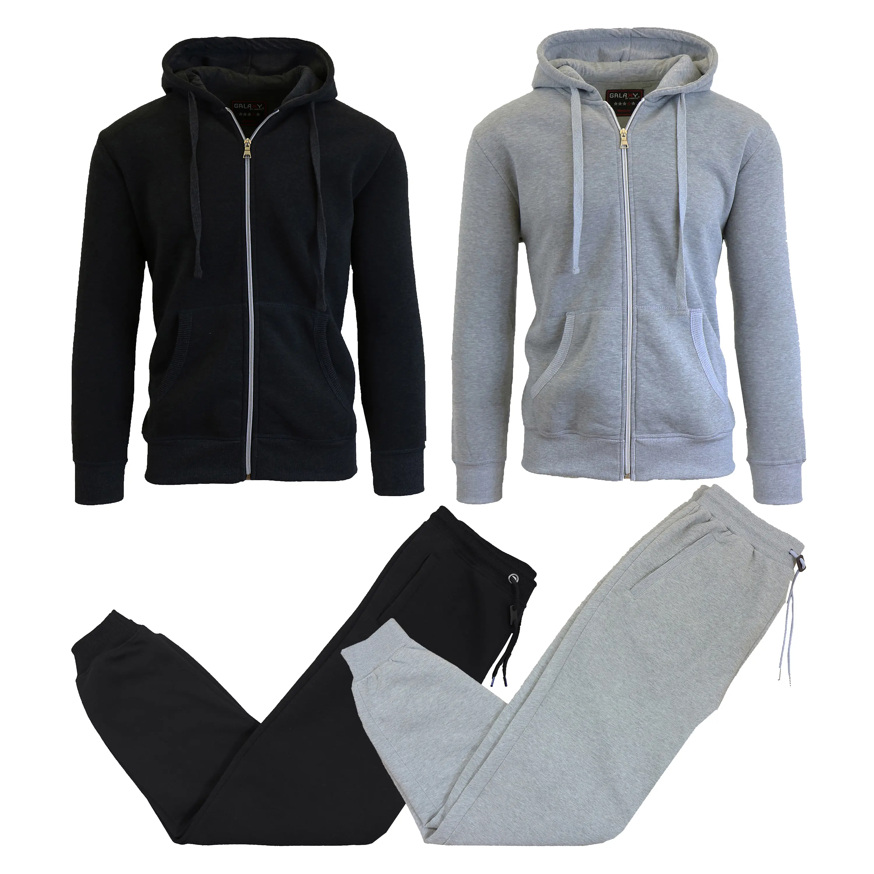 (4-Piece) Black & Heather Grey Sets