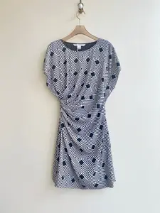 Diane Von Furstenberg | Black and White Geometric Print Dress (Vintage)