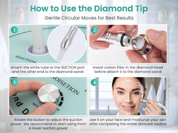 UNOISETION Diamond Microdermabrasion Machine- 3 in 1 Professional Facial Microdermabrasion Tool for Exfoliation & Blackhead Removal for Home Use Skin Care, Reduces Fine Lines, Boosts Serum Absorption