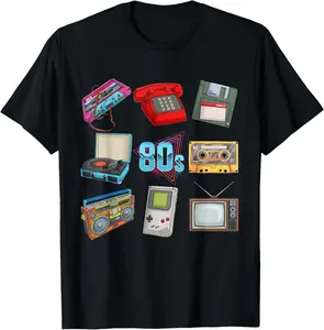 100% Cotton 80's Throwback Retro Vintage Funny Party Cassette Tapes Men T-Shirt