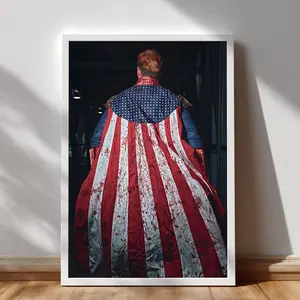 Homelander Back Cape Poster, Epic Superhero Style Wall Art, Adult Fans Collectible, The Boys TV Show Dark Scene Artwork