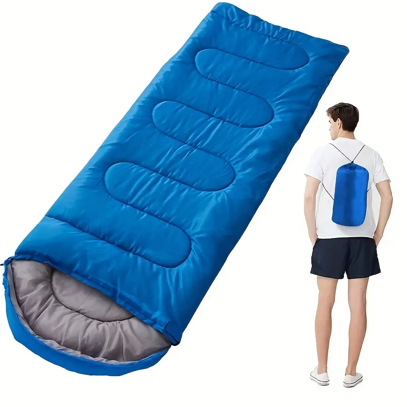 Lightweight Polyester Emergency Sleeping Bag for Adults, Blue Portable Outdoor Camping Supplies for Disaster Relief with Drawstring Closure, Portable Outdoor Equipment, Camping & Disaster Relief