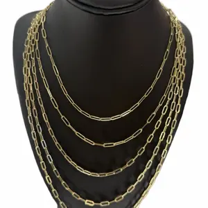 14KT Gold Paperclip Chain 3mm (Semisolid)- Elegant Layered Design for Versatile Styling