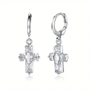 Fashionable and sparkling cross-shaped women's earrings, Mother's Day gifts, suitable for daily wear or as presents