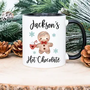 Personalized [SEND CUSTOM VIA MESSENGER] Hot Chocolate Mugs,  Gingerbread Mugs, Ceramic Coffee Mug