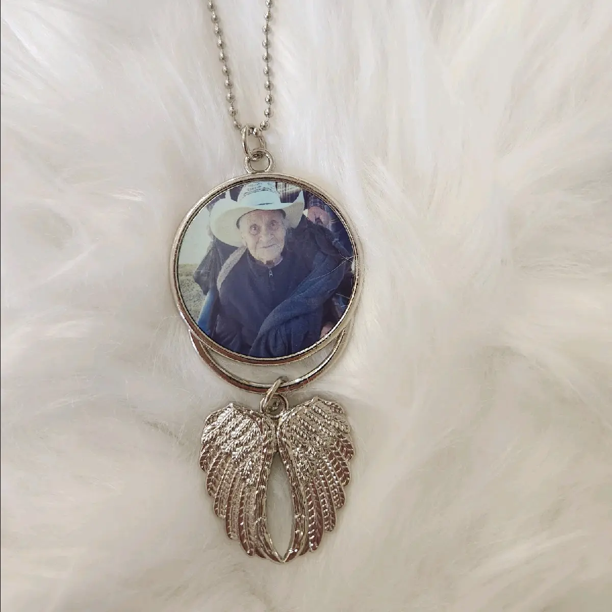 Double Sided Keychain Angel Wing Charm with Photo--=%2=- personalize=%2=----=%2=- jewelry=%2=-- personalize jewelry