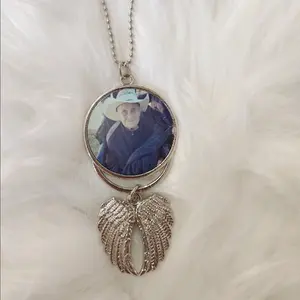 Double Sided Keychain Angel Wing Charm with Photo--=%2=- personalize=%2=----=%2=- jewelry=%2=-- personalize jewelry