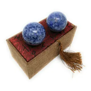 THY COLLECTIBLES Blue Corundum Marble Stone Chinese Healthy Exercise Massage Baoding Balls