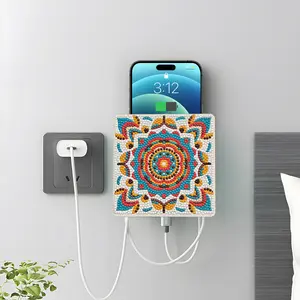 “Mandala Diamond Painting Charger Organizer  DIY Diamond-Stick Decor - Phone Charging & Storage Organizer, Practical Stylish Home Decor Hanger”