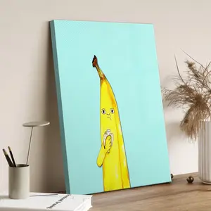 Bananabalism art print, funny banana eating a banana art painting, kitchen art, fruit painting, cute banana, kids room art