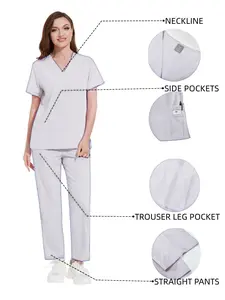 Summer Thin Unisex Short Sleeve Scrubs Operating Room Scrub Suits Stretchy Quick-Drying and Breathable Suitable for Operation Assistance, Outpatient Duty Daily Operations and Other Scenarios Easy to Clean and Maintain Wear-Resistant and Practical