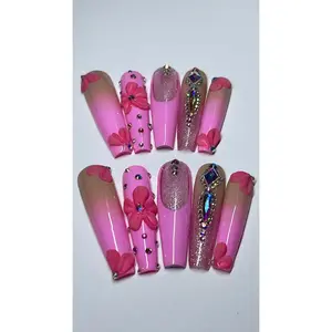 SALMON | COFFIN | XL LONG | PRESS ON NAILS