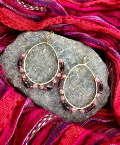 Gold Gemstone Beaded Earrings