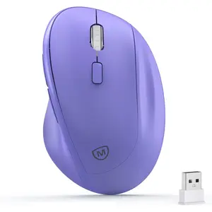 Ergonomic Wireless Mouse with USB Receiver for PC Computer, Laptop and Desktop, Ergo Mouse Vertical with Silent Clicks Long Battery Life, Up to 1600 DPI & 1 AA Battery Powered, Purple