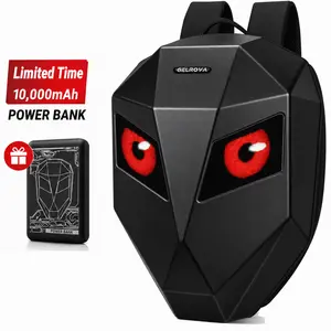 Gelrova Knight LED Motorcycle Backpack, 19-Inch Hard Shell Water-Resistant Riding Bag with App-Controlled Programmable Animated Display, Fits Full-Face Helmet