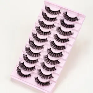 Russian Roll False Eyelashes, 10 Pairs Natural Look Eyelash Extensions, Self Grafting Curl Eyelashes, Curly Lashes, Eye Makeup Enhancement False Eyelashes for Women & Girls, Cosmetic, DIY False Eyelashes
