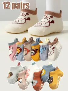 Cartoon Animal Pattern Ankle Socks, Non-slip Floor Socks for Babies & Toddlers, Soft Comfortable Breathable Socks for Daily Wear