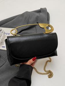 Women's Metal Pin Handbag, Detachable Chain Crossbody Bag, Casual Shoulder Bag, Multi-Functional Wallet, Suitable for Various Occasions