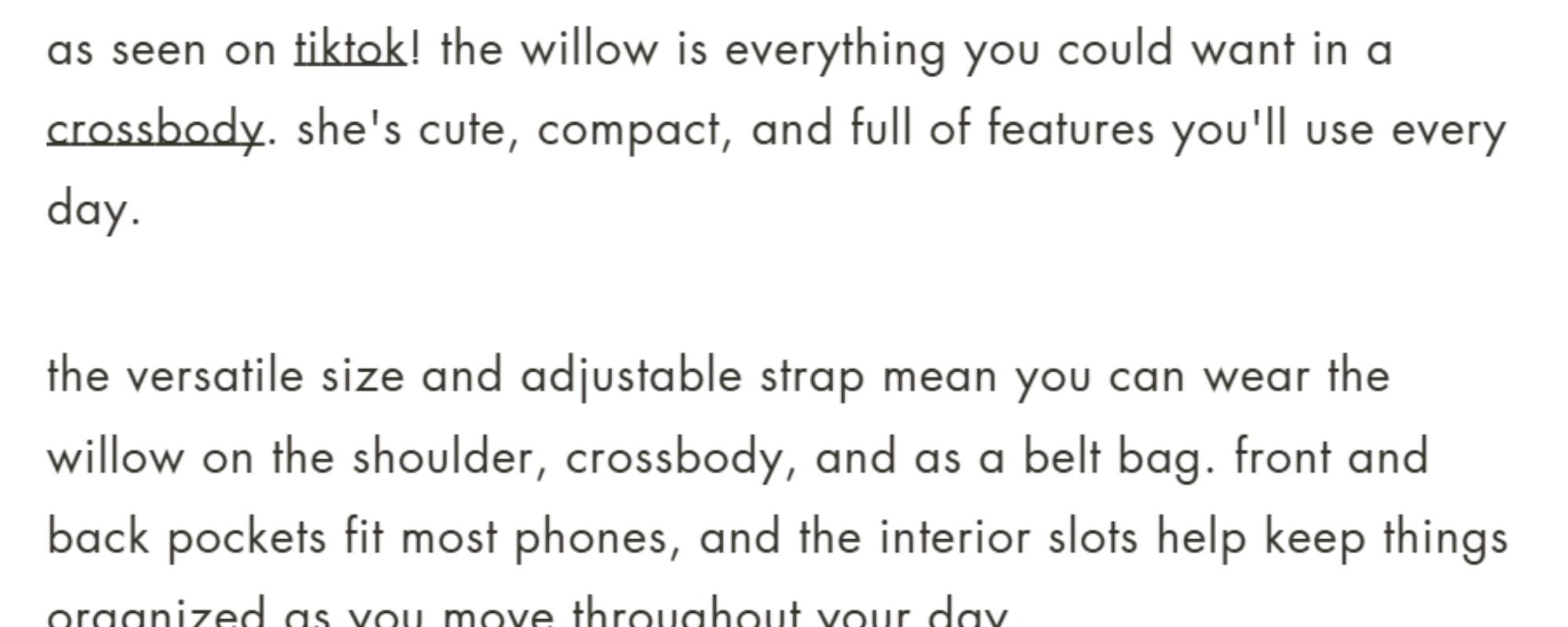 Willow Convertible Crossbody Bag - Casual Multifunctional Handy Bag with Adjustable Strap, Compact Design & Interior Pockets Full Of Features