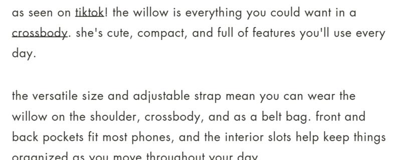 Willow Convertible Crossbody Bag - Casual Multifunctional Handy Bag with Adjustable Strap, Compact Design & Interior Pockets Full Of Features