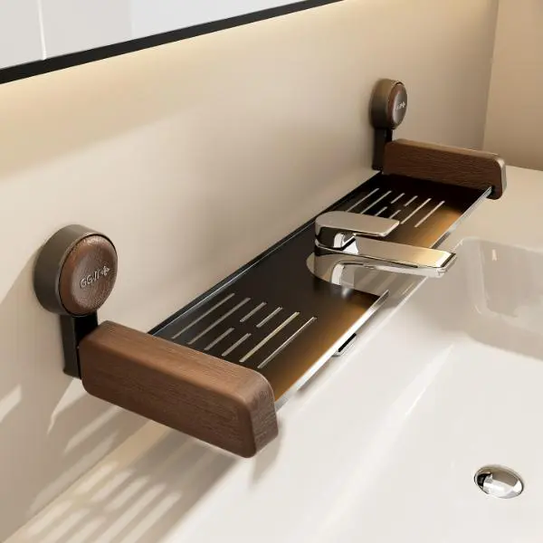 Blue Plastic Bathroom Organizer Set, No-Drill Adhesive Mounting PE Bathroom Rack, Fast-Draining Multifunction Shower Accessory Holder