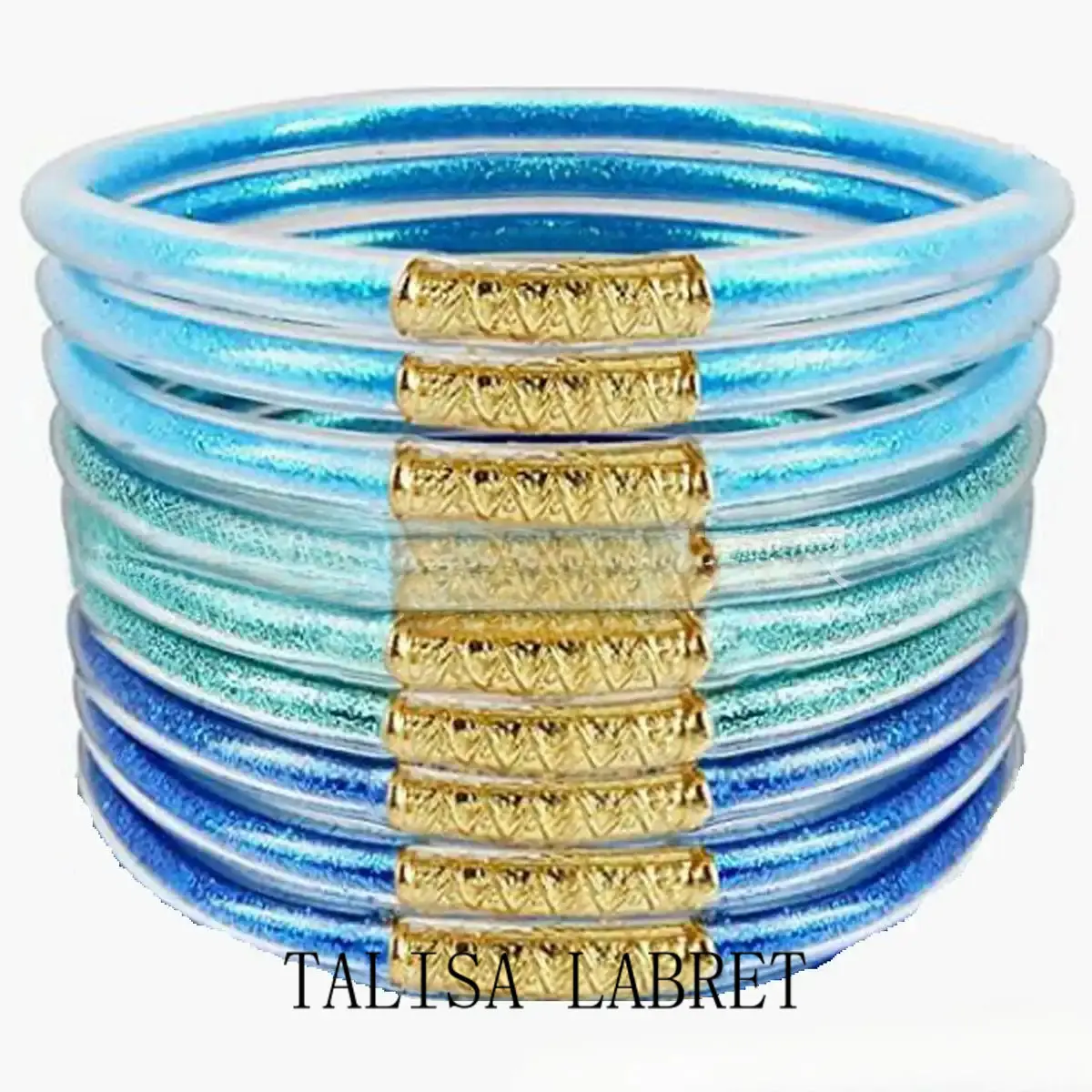 Nine Layer Silicone Tube Gold Powder Jelly Bangles Bracelet, Rainbow Sparkling Bracelet Set, Colorful Bracelet AccessoriesTALISA