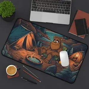 Trippy Cartoon The Big Lez Show Deskmat Featuring Sassy The Sasquatch, Funny Meme Mouse Pad, Chill Aussie Deskpad, Large Gaming Desk Mat for Setup